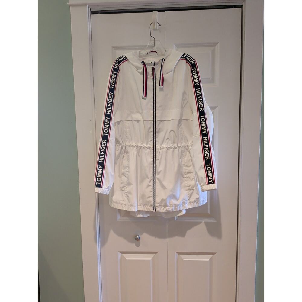 Tommy Hilfiger White Sidetape Windbreaker Jacket size L